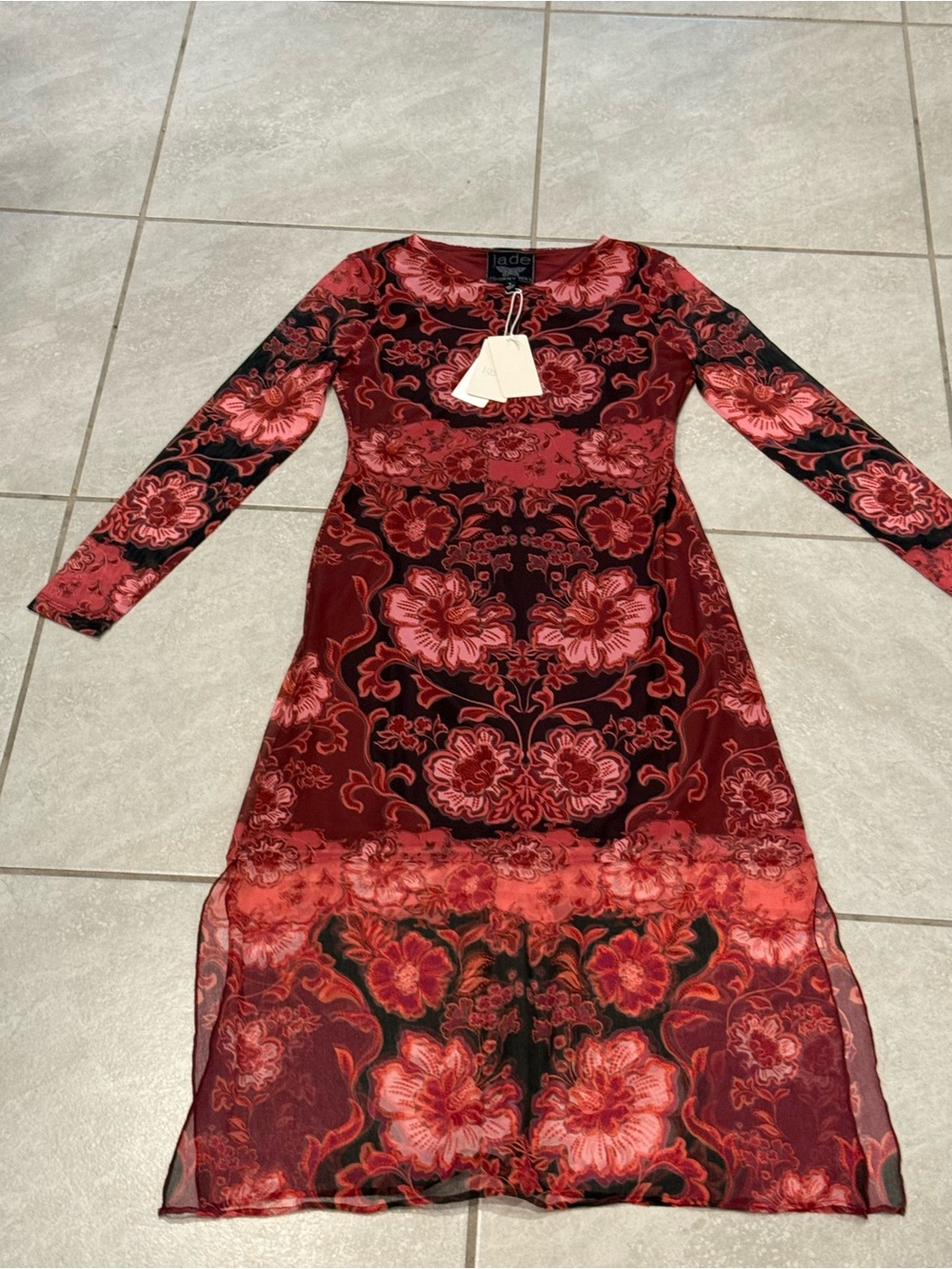 Johnny Was Tutus Mesh Soilla Long-Sleeve Midi Dress Soft Fabric